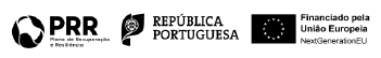 Logotipo do PRR e a barra de cofinanciamento